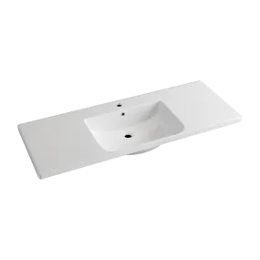 1205x460x165mm D Shape Ceramic Top for Bathroom Vanity Sleek High Gloss Single Bowl 1 Tap hole 1 Overflow Hole