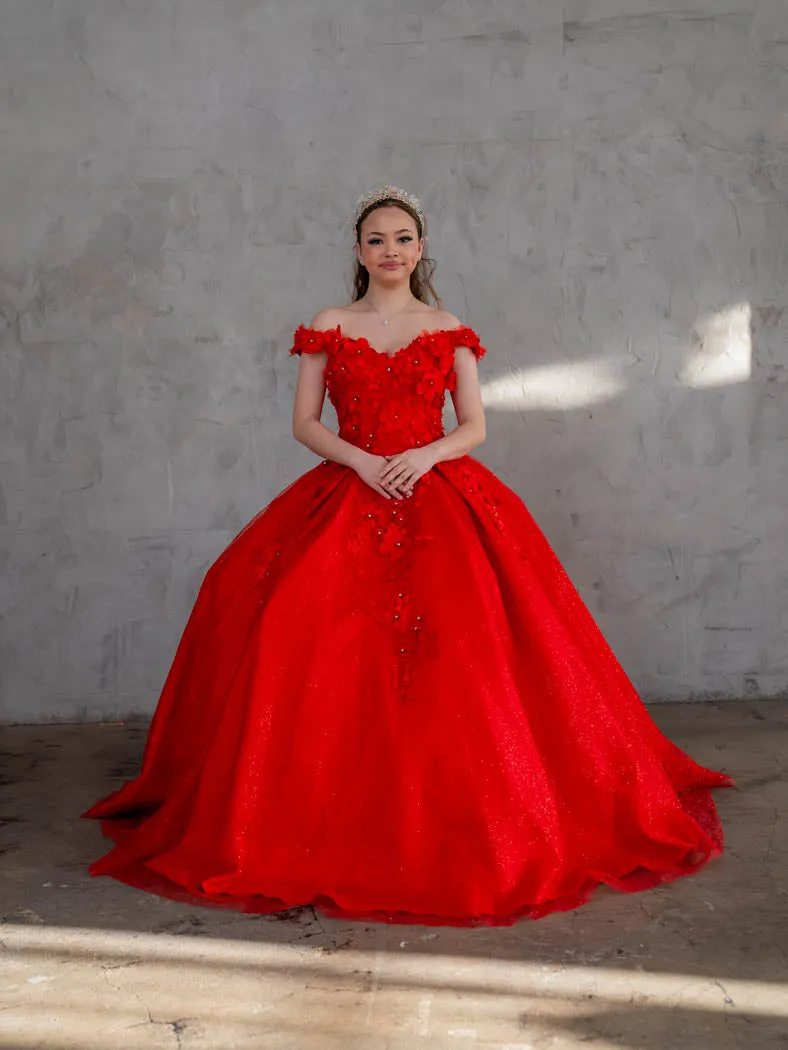 3D Floral Off Shoulder Ball Gown by Calla WB21551