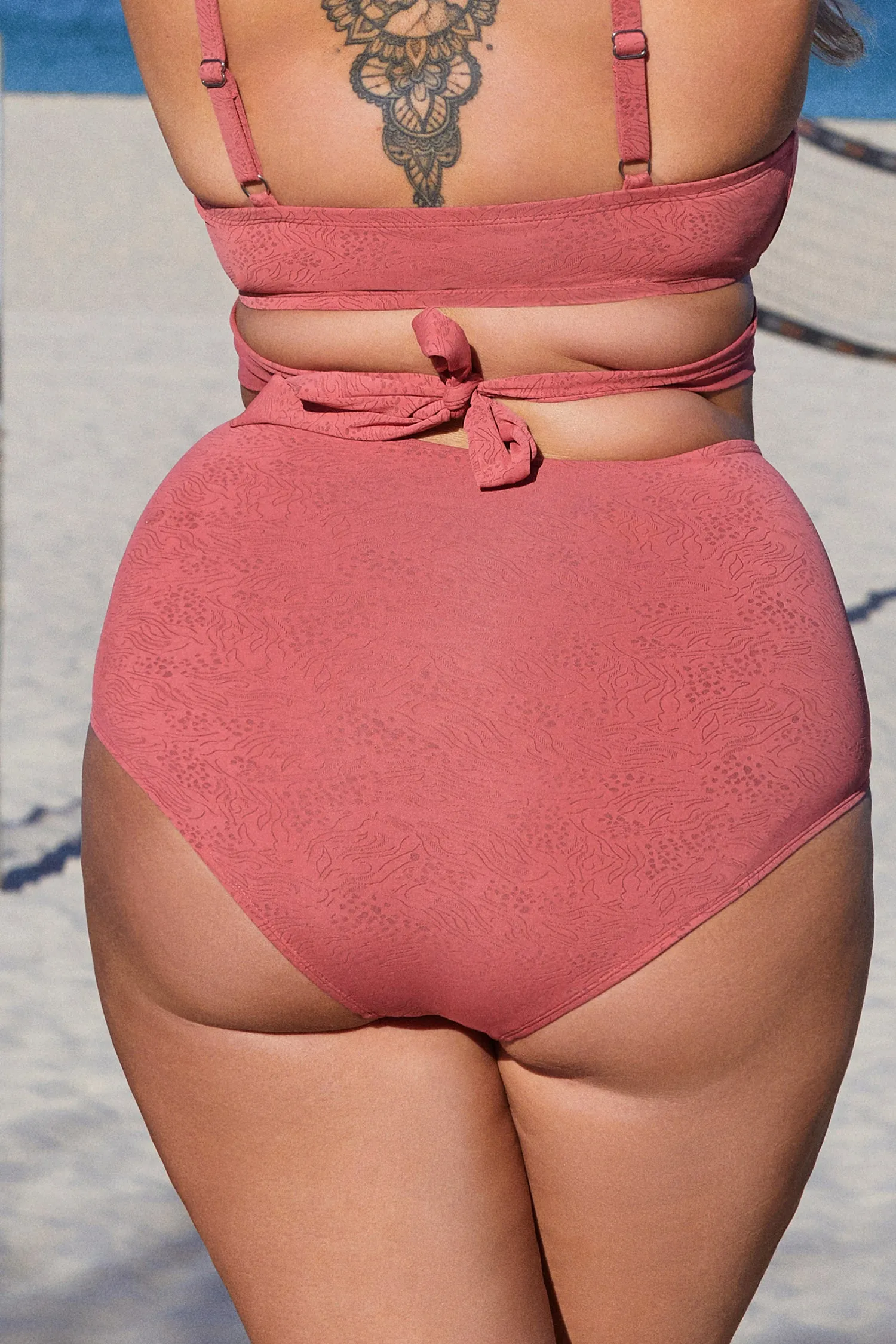 Abstract Texture Full High Waist Plus Size Bikini Bottoms