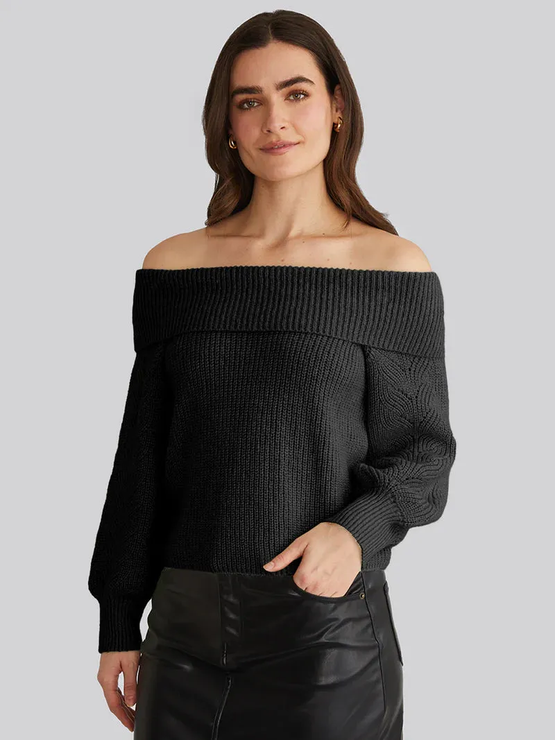 AME Marisa Relaxed Off Shoulder Pullover