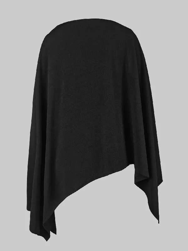 Asymmetric Solid Color Batwing Sleeves Loose One-Shoulder Blouses&Shirts Tops