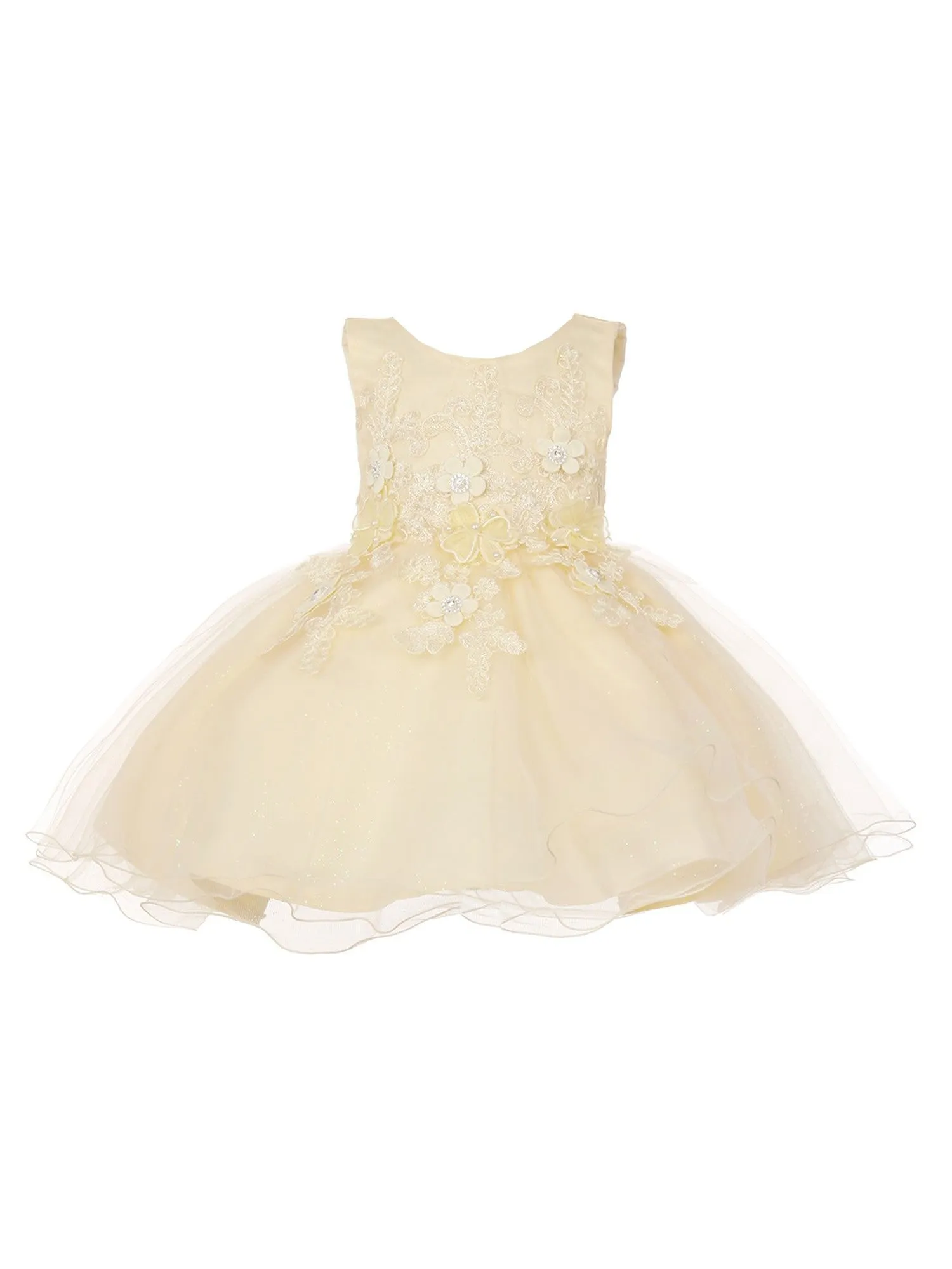 Baby Girls Floral Applique Lace Tulle Flower Girl Dress, Sizes 3-24 Months