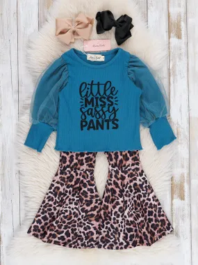 Blue & Leopard Sassy Pants Bell Bottoms Outfit