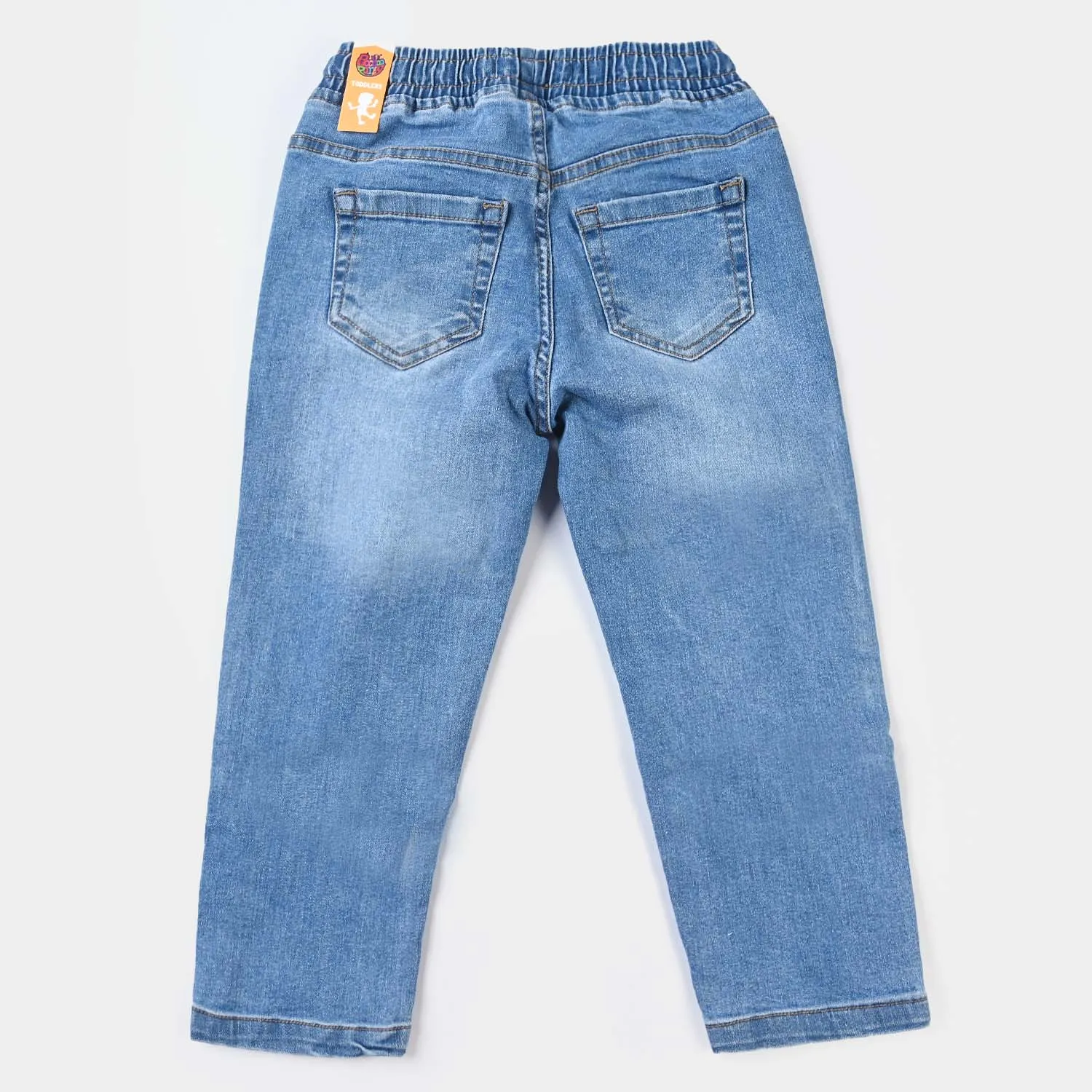 Boys Denim Pant Knee Patch-Blue