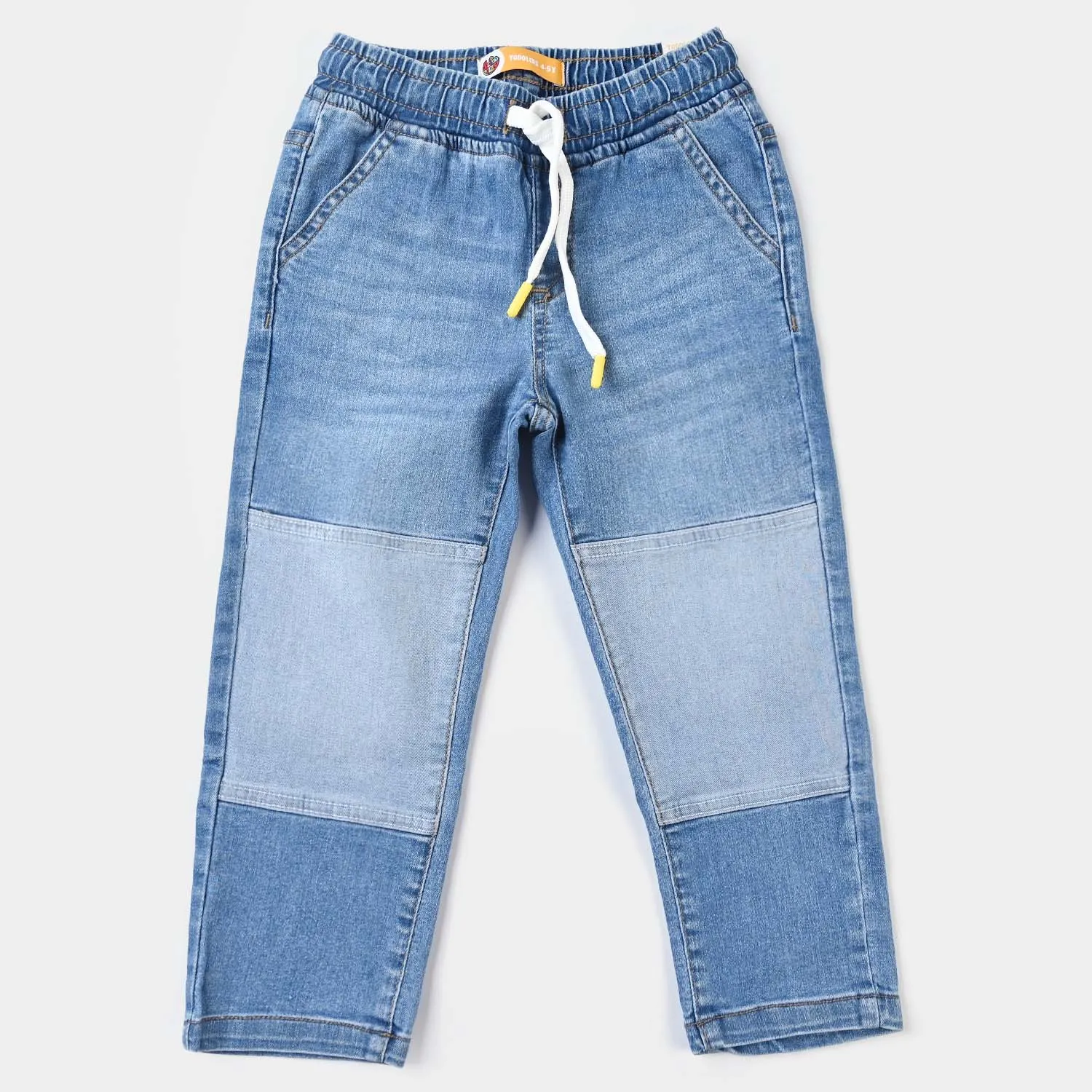 Boys Denim Pant Knee Patch-Blue