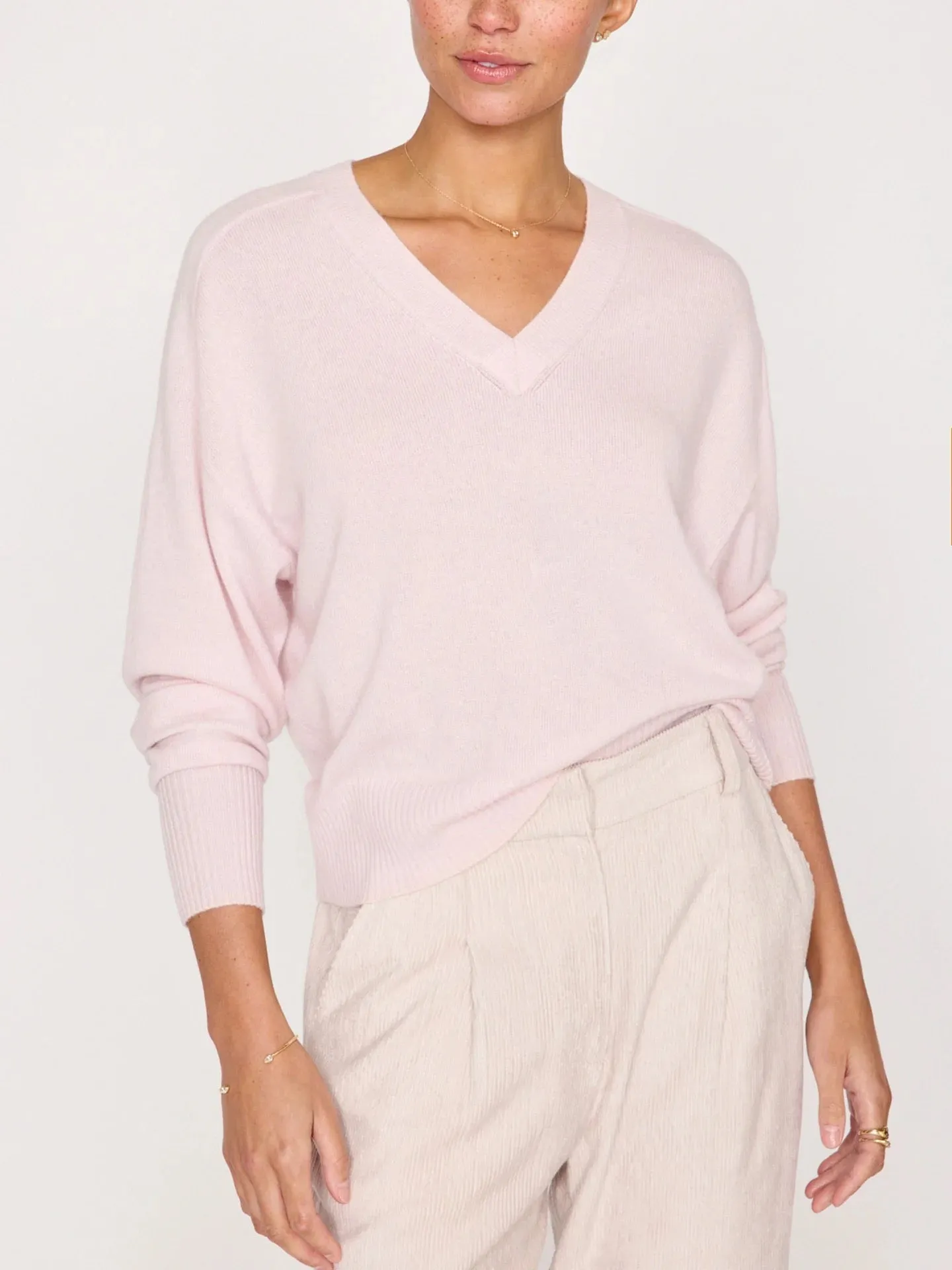 Brochu Walker Leia Vee Sweater Rose Quartz