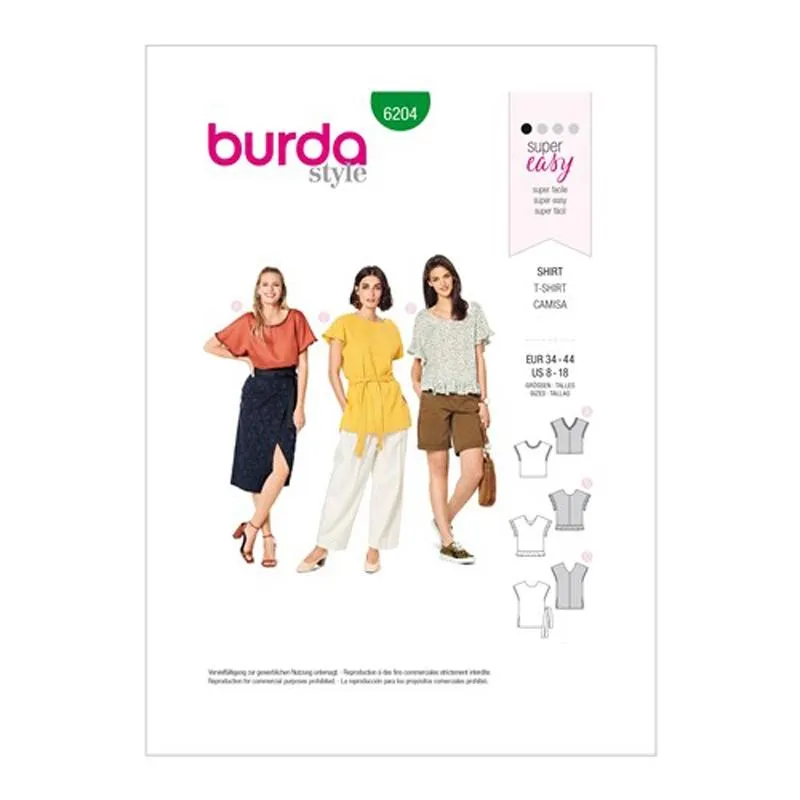 Burda Pattern X06204 Misses' Pull-On Tops (34-44)