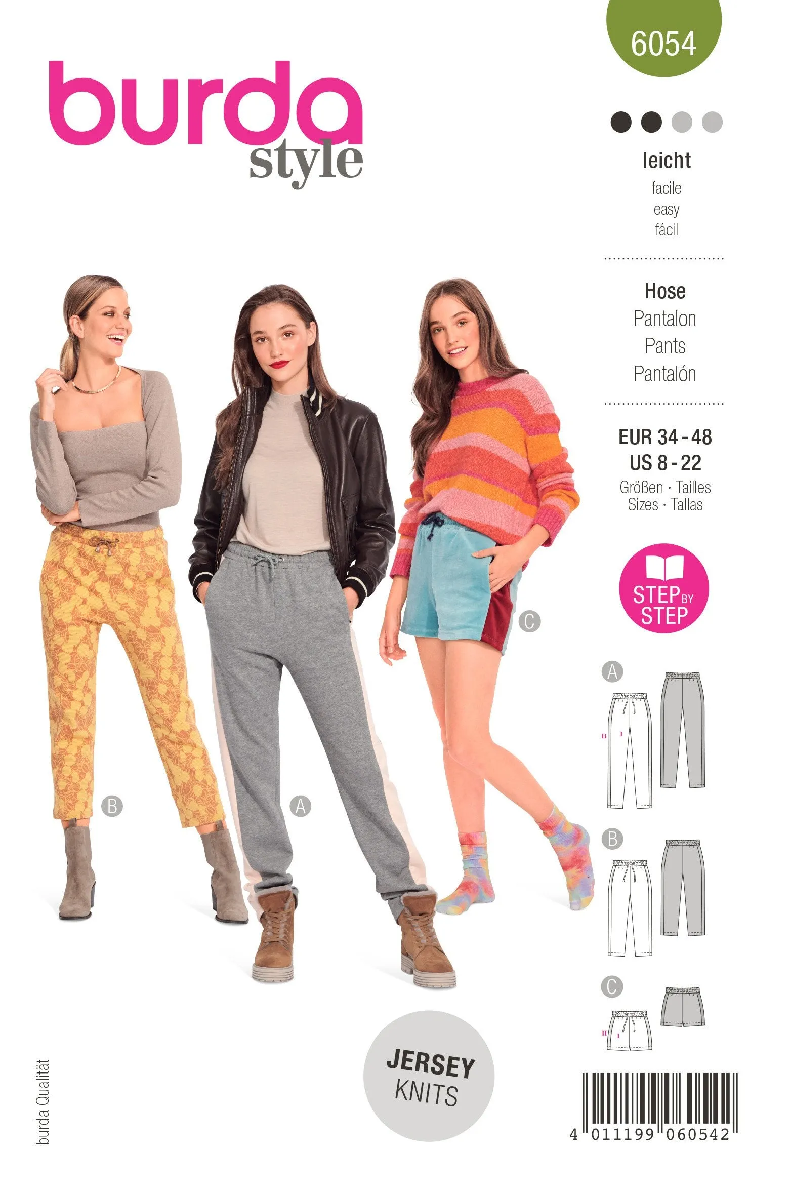 Burda Sewing Pattern 6054 Jogging Pants in Three Lengths