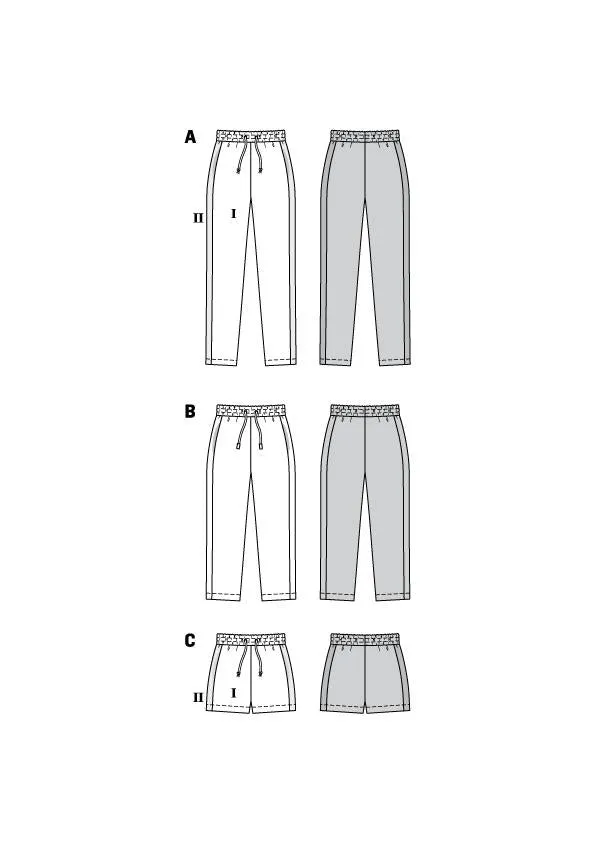 Burda Sewing Pattern 6054 Jogging Pants in Three Lengths