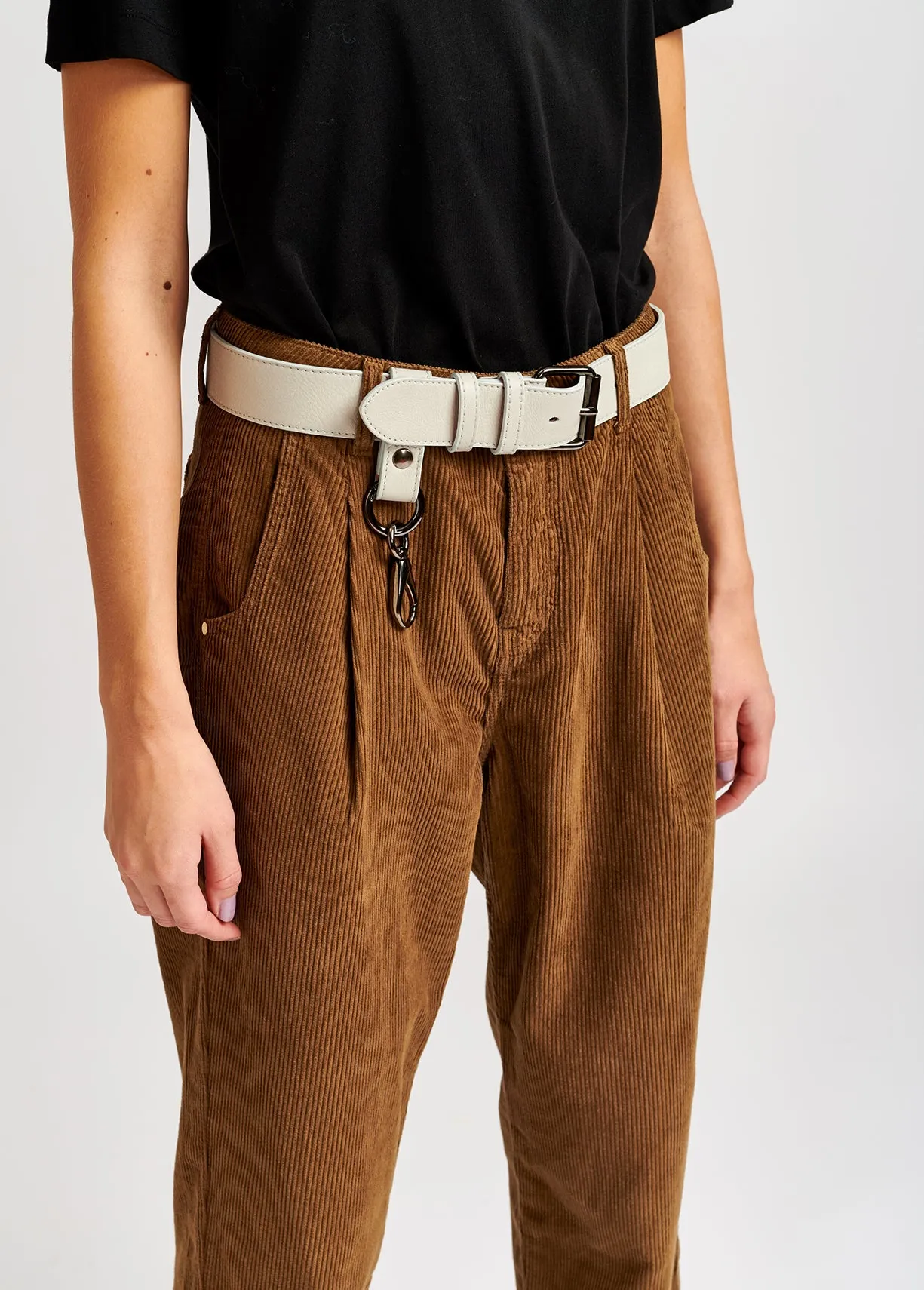 Camel-coloured cotton-corduroy trousers