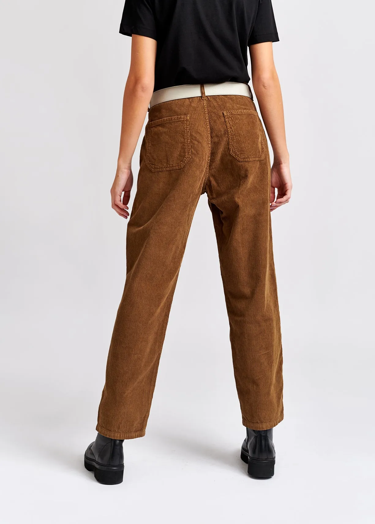 Camel-coloured cotton-corduroy trousers