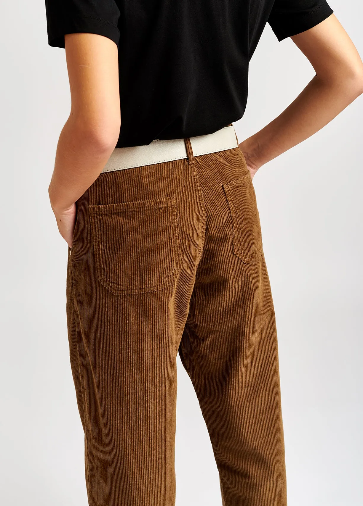 Camel-coloured cotton-corduroy trousers