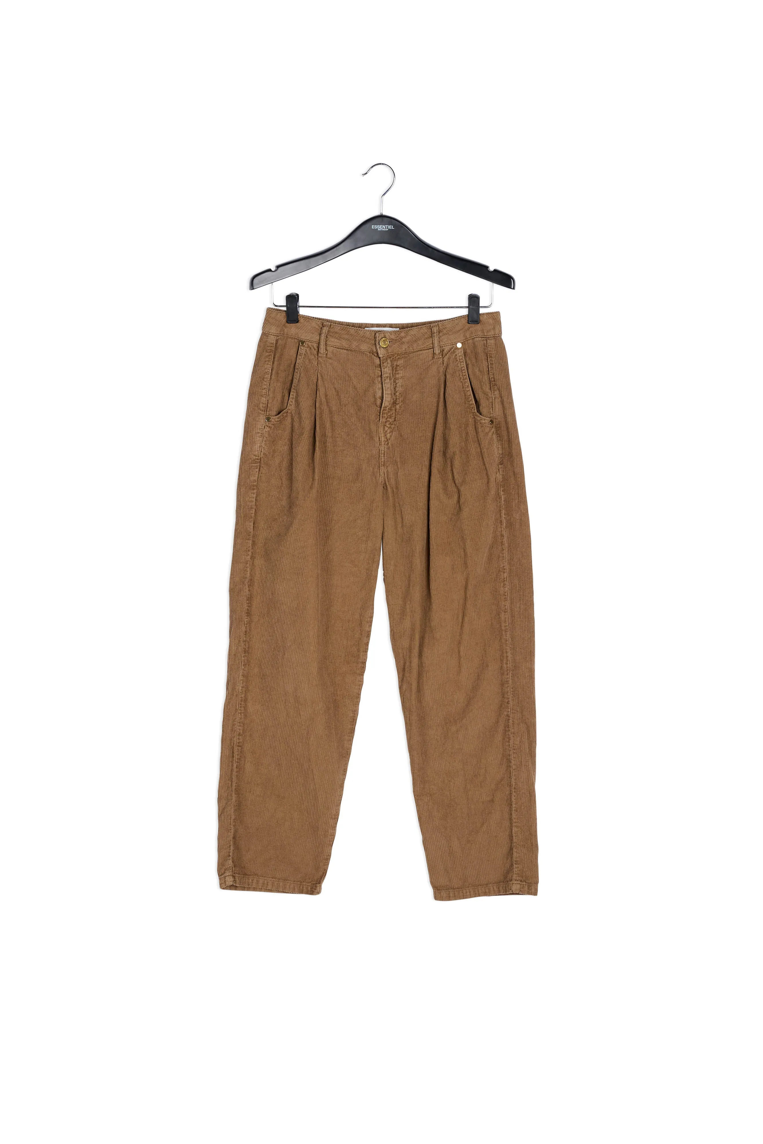 Camel-coloured cotton-corduroy trousers