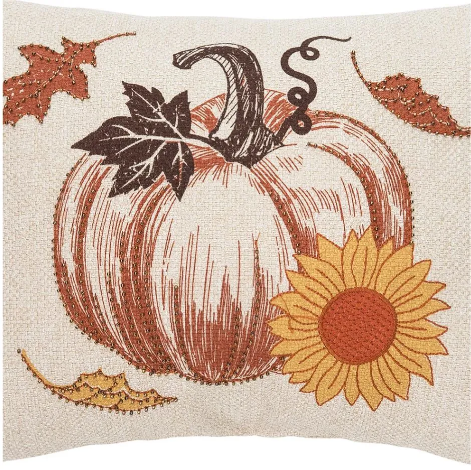 C&F Home Harvest Time Pumpkin Embellished Fall Throw Pillow