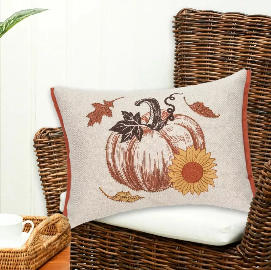 C&F Home Harvest Time Pumpkin Embellished Fall Throw Pillow