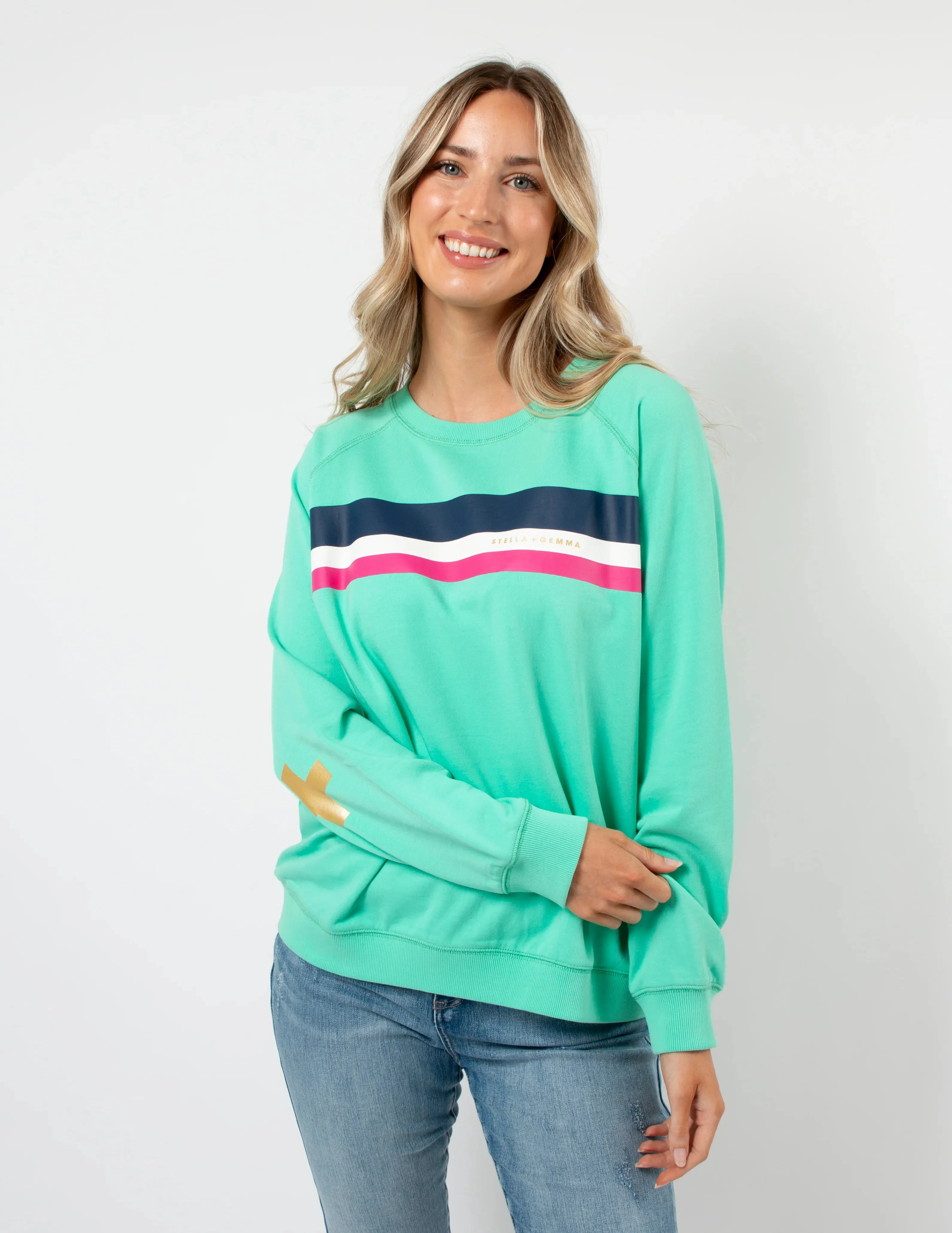 Classic Sweater with Stripes - Spearmint