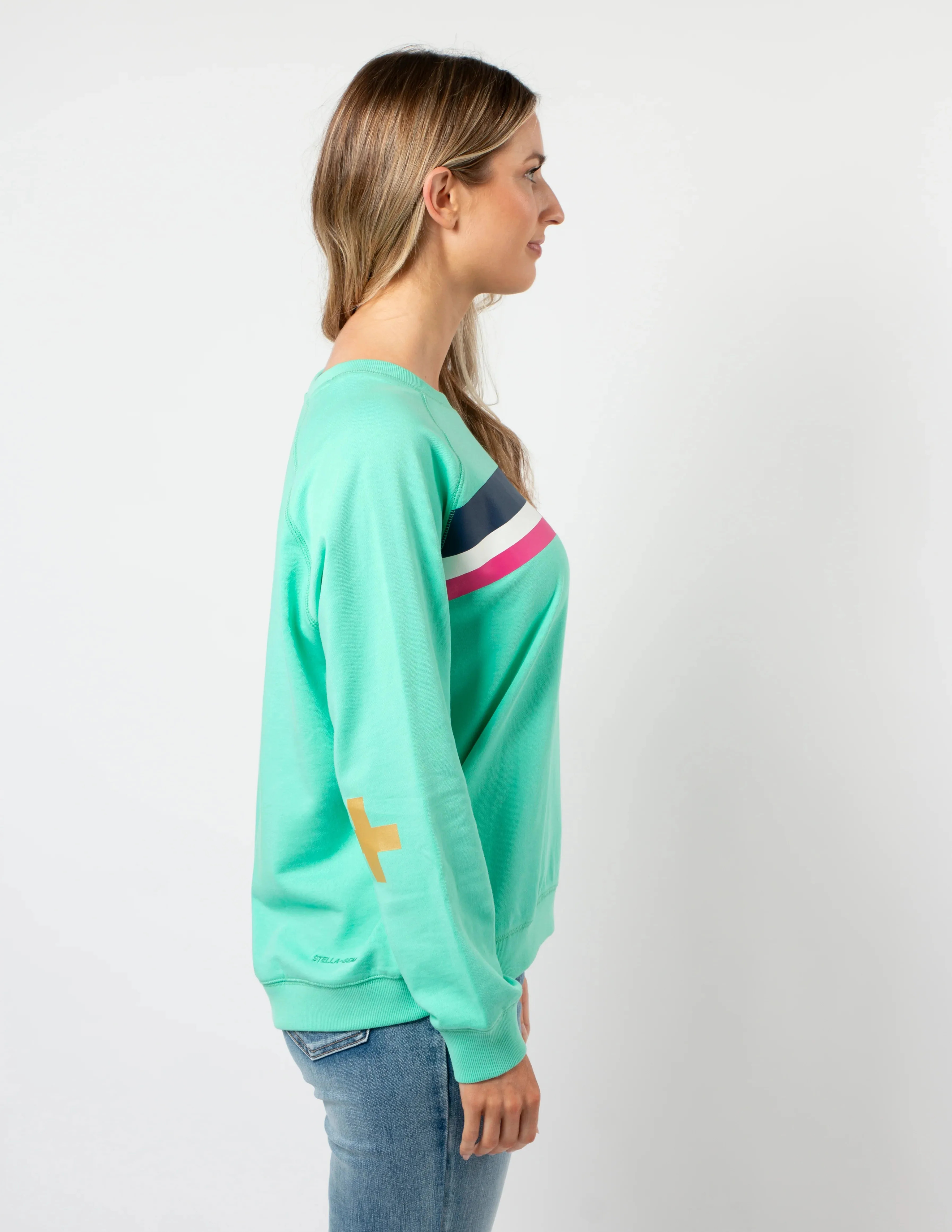 Classic Sweater with Stripes - Spearmint