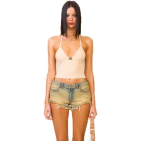 Compass Cross Knitted Halter-Neck Top Nude