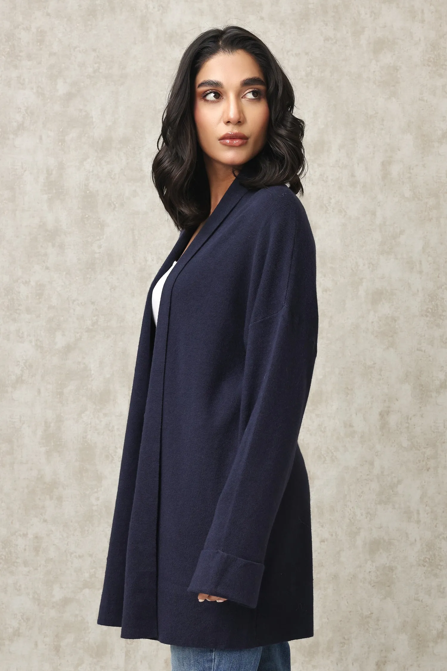 COZY KNIT CARDIGAN-NAVY