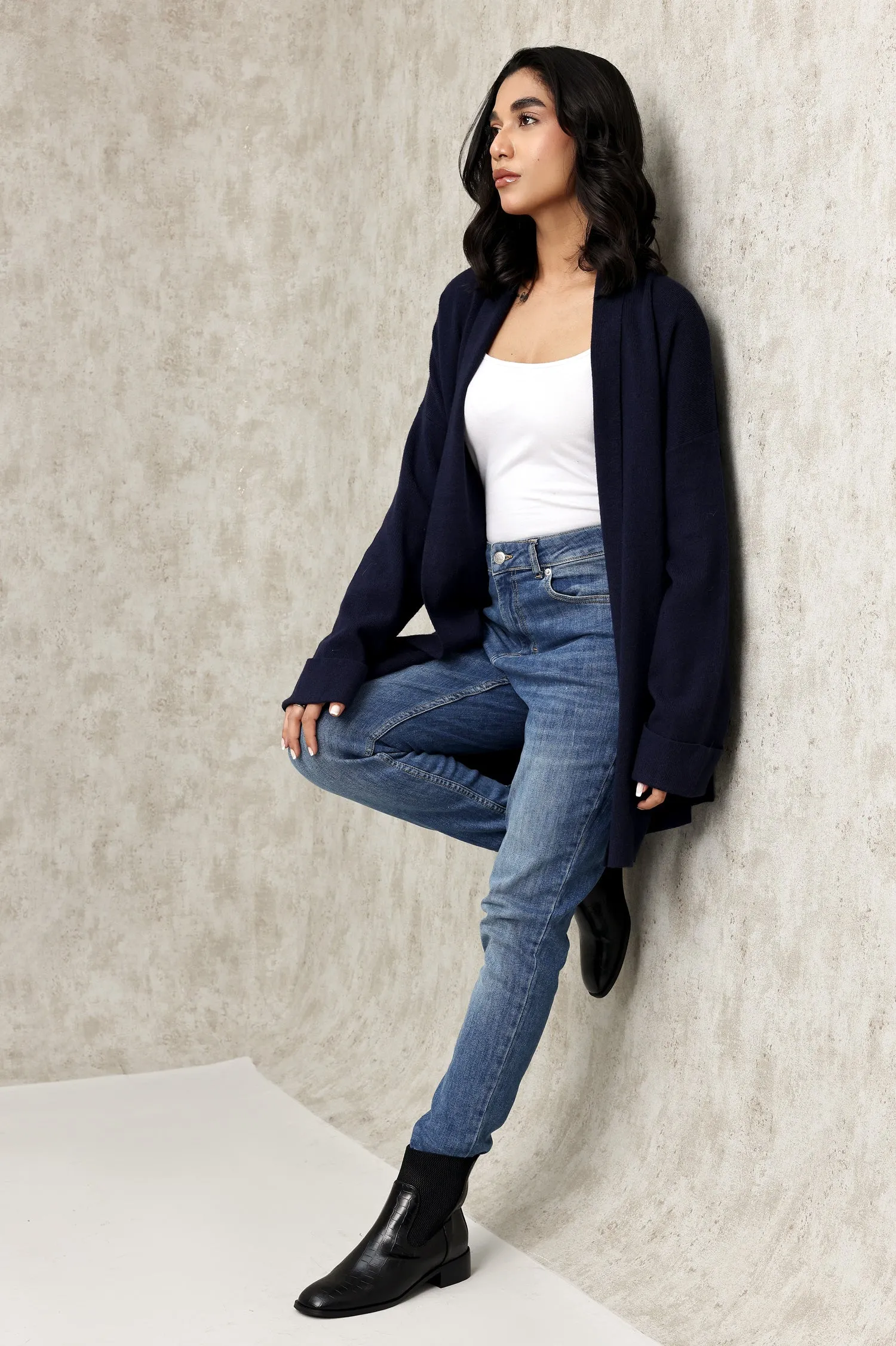 COZY KNIT CARDIGAN-NAVY