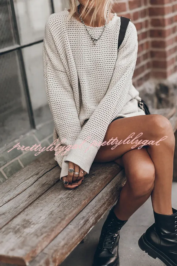 Cup of Cozy Knit Oversized Slit Side Sweater