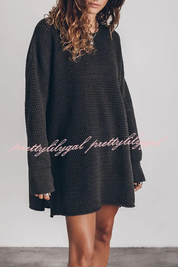 Cup of Cozy Knit Oversized Slit Side Sweater