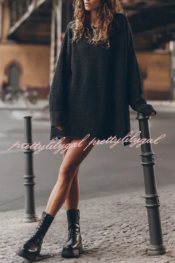 Cup of Cozy Knit Oversized Slit Side Sweater