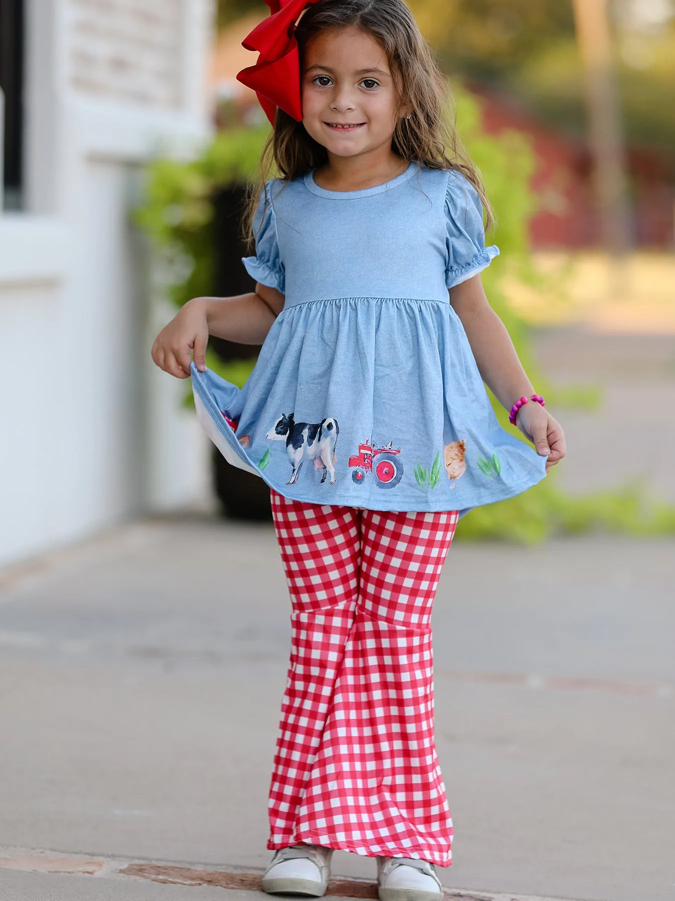 Girls Farm Animals Bell Bottoms outfit