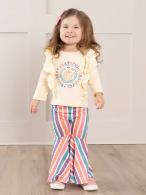 Grateful, Thankful, Blessed Striped Bell Bottoms Outfit