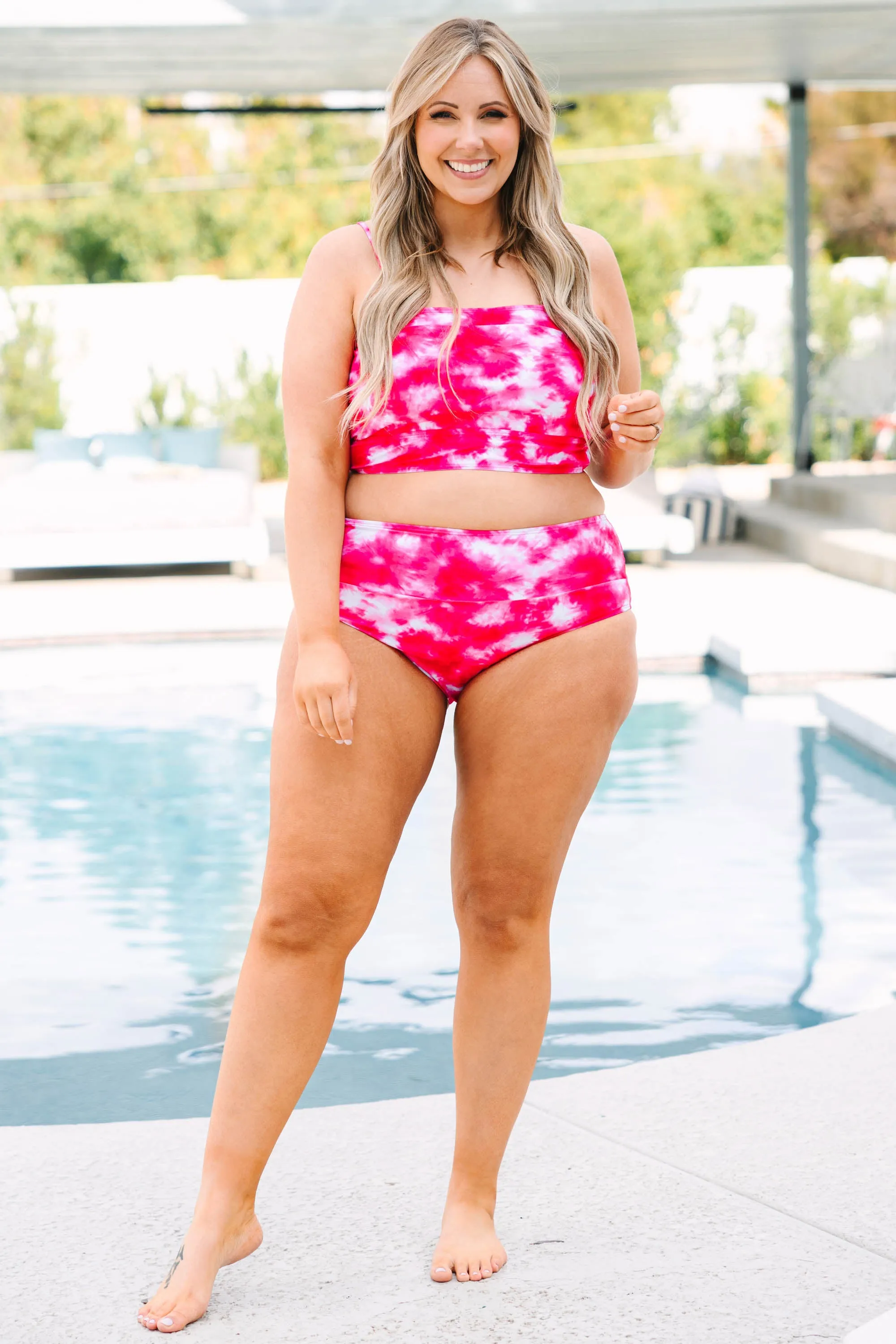 Hidden Islands Swim Bottom, Tie Dye-Pink