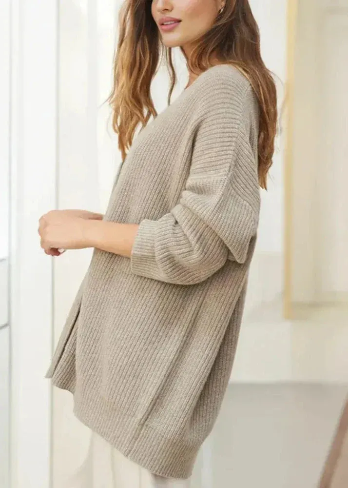 Ivyshape | Beige Cardigan Sweater Relaxed Style