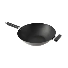 Joyce Chen Professional Series 14-Inch Carbon Steel Excalibur Nonstick Flat Bottom Wok with Phenolic Handles