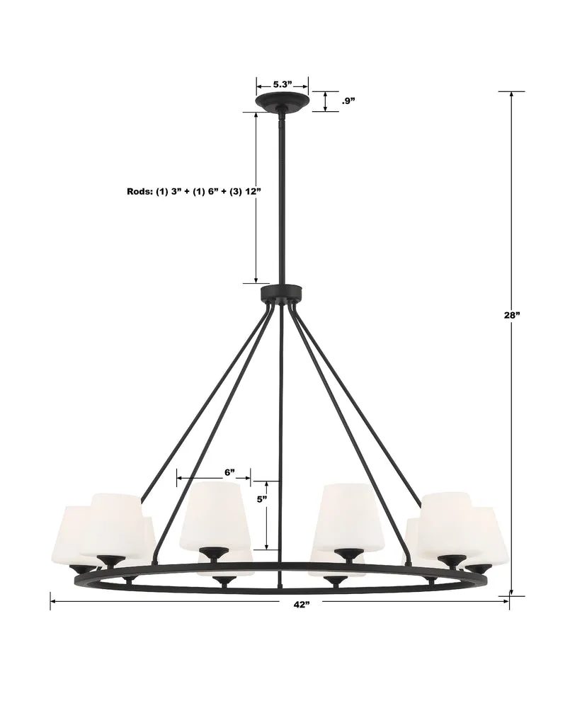 Keenan 10 Light Matte Black Chandelier