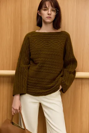 LILY Elegant Off-Shoulder Drop Shoulder Knit Sweater