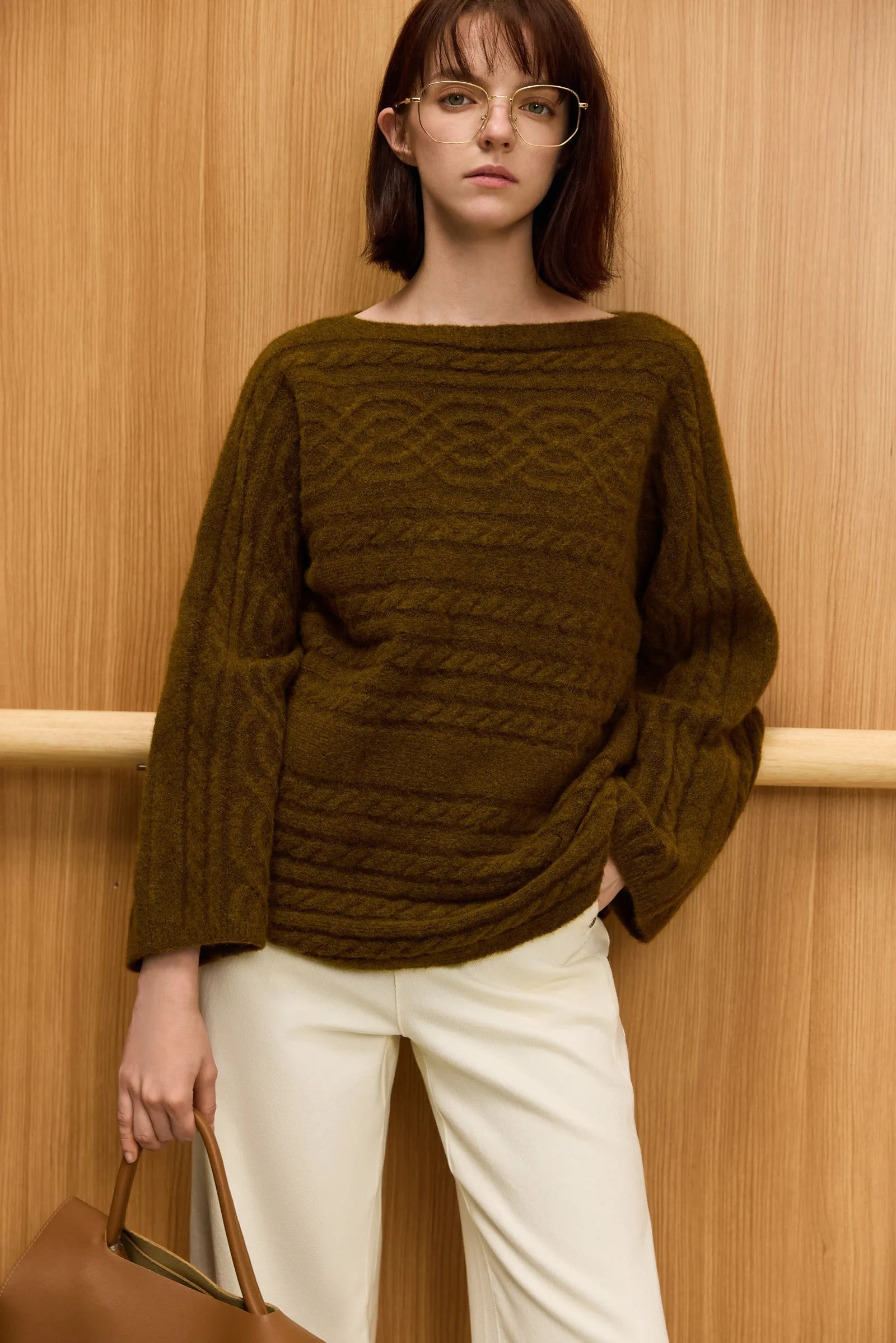 LILY Elegant Off-Shoulder Drop Shoulder Knit Sweater