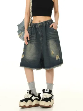 Loose Versatile Denim Cropped Pants