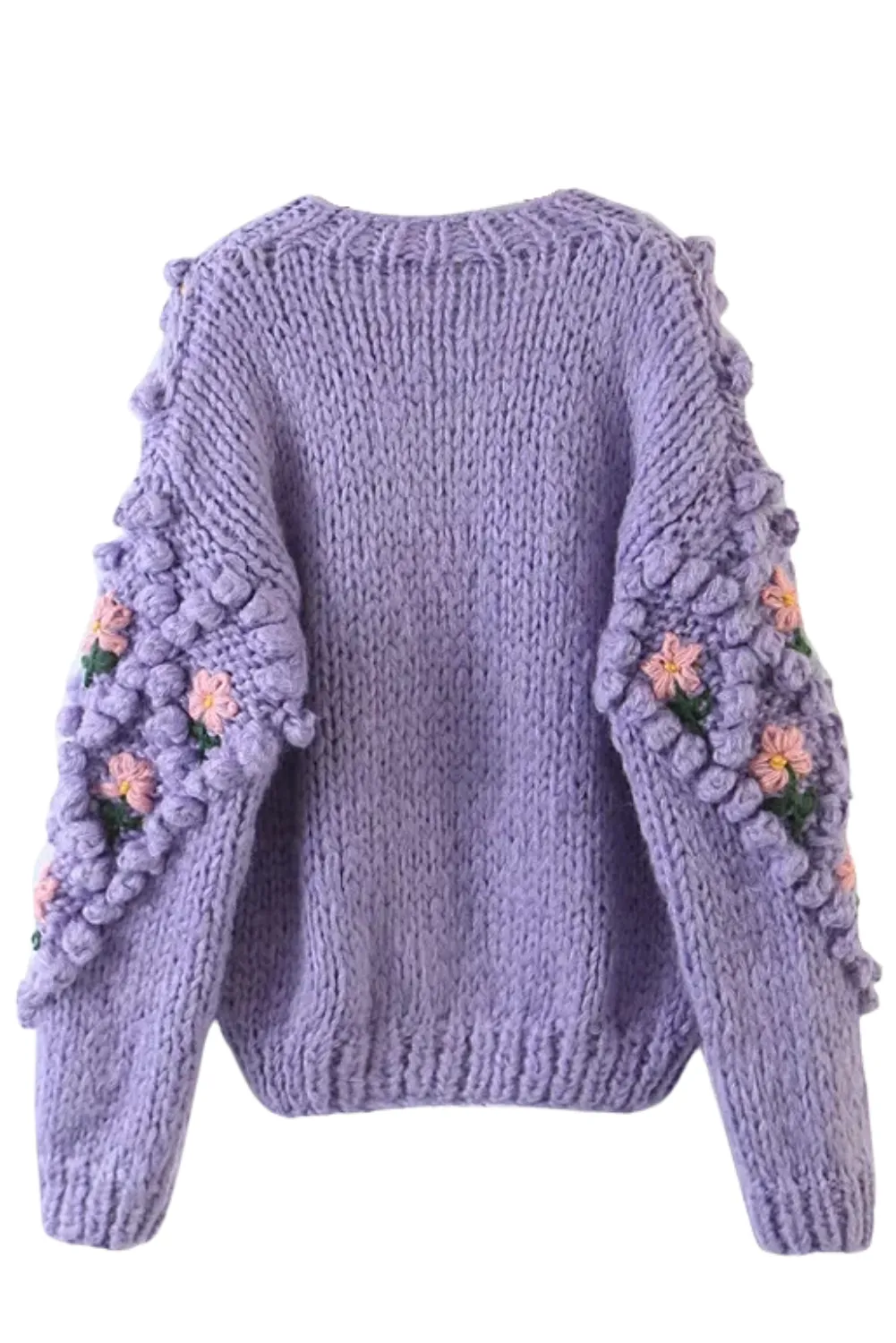 'Luciana' Flower Hand-Knitted Cardigan (2 Colors)