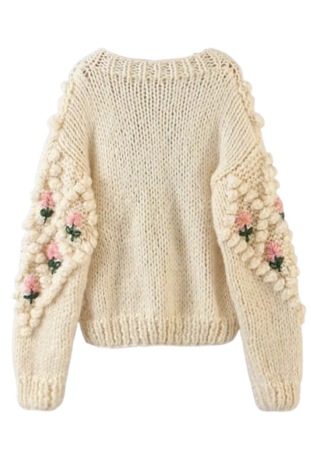 'Luciana' Flower Hand-Knitted Cardigan (2 Colors)