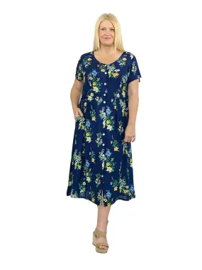 Midnight Garden Button Front Plus Size Dress