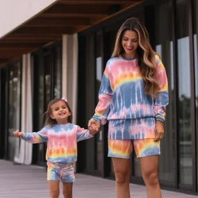 Mom and Me Tie Dye Long Sleeve Tee & Shorts