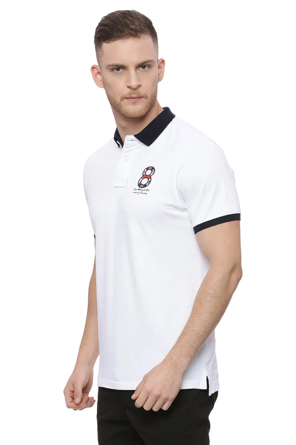 Muscle Fit White Polo T Shirt