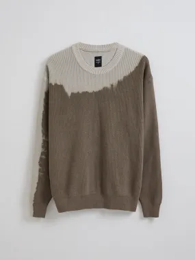 Nuon Taupe Knit-Textured Relaxed-Fit Sweater