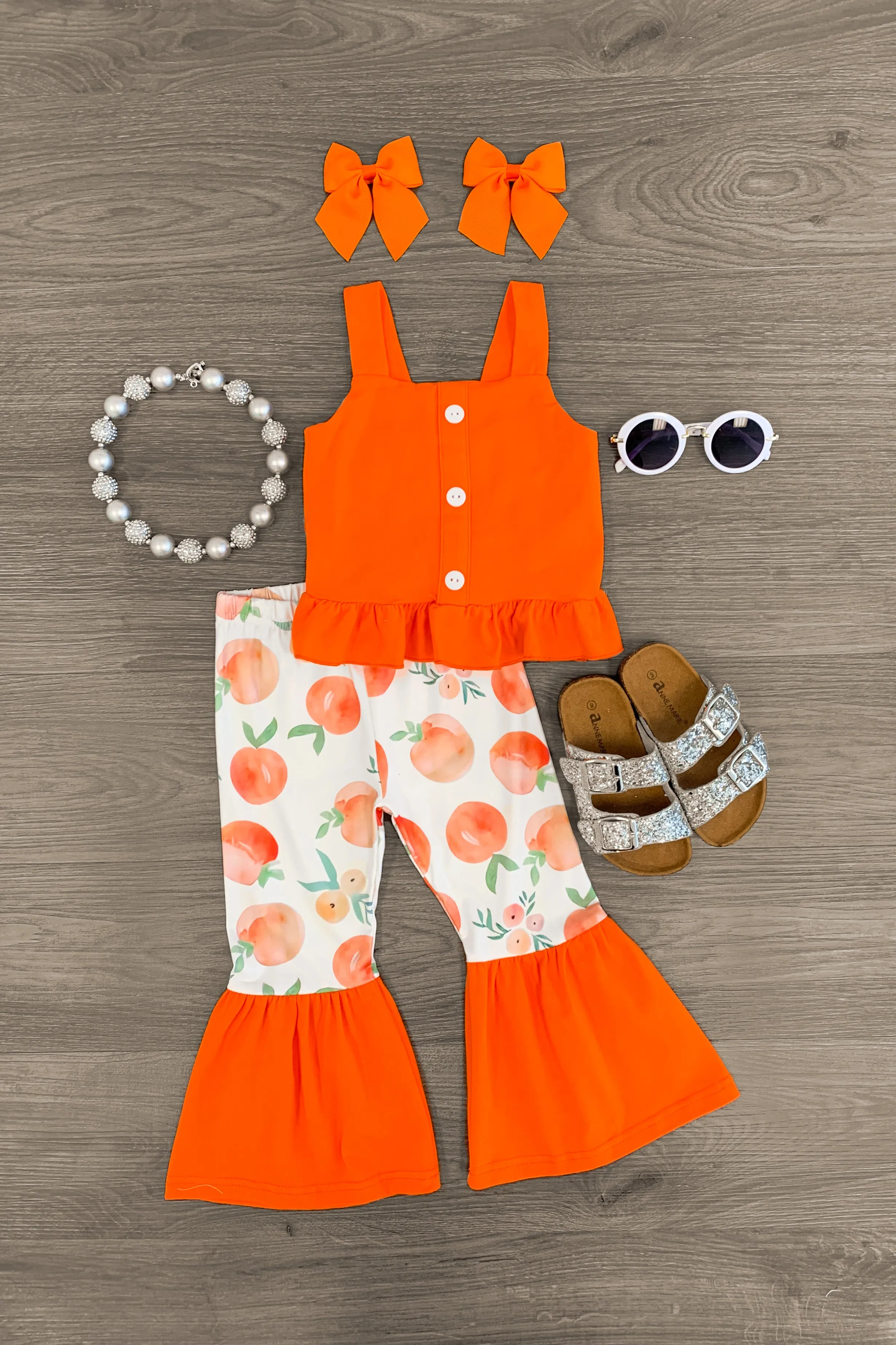 Orange Peaches Bell Bottom Set