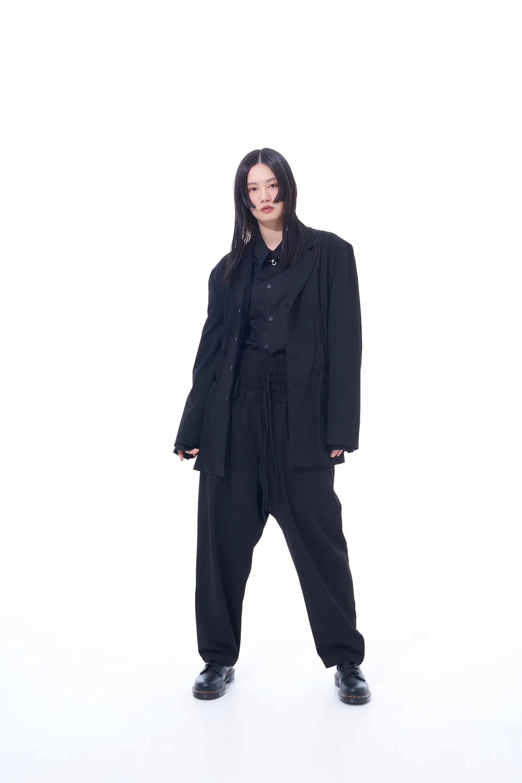 PE/RAYON GABARDINE STRETCH  SHIRRING AND LACES WAIST PANTS