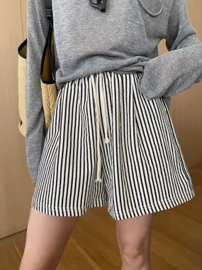 Pinstripe Drawstring Versatile Shorts