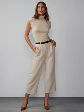 Pleated Straight Cropped Pant