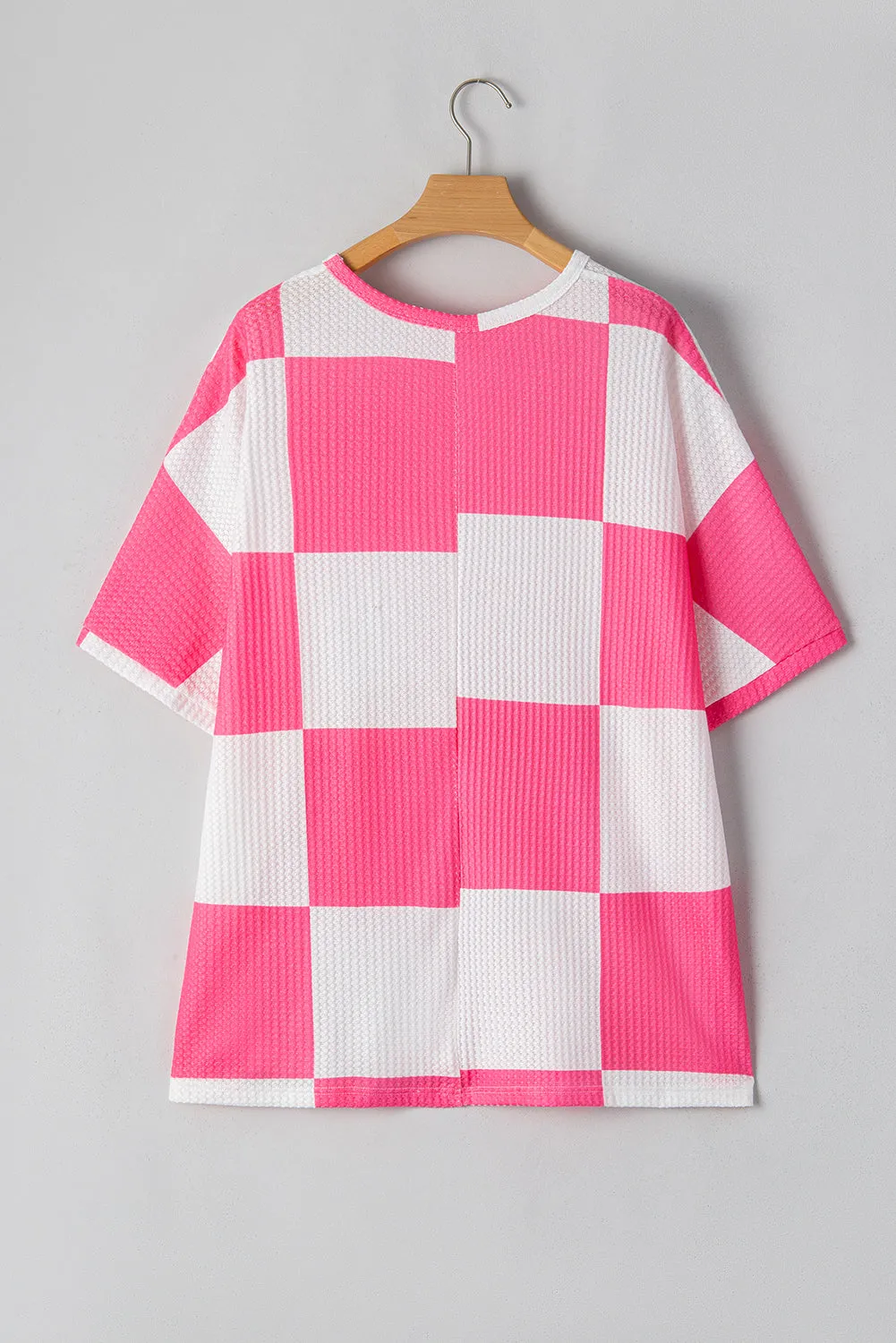 Plus Size Checker Textured Short Sleeve T-Shirt