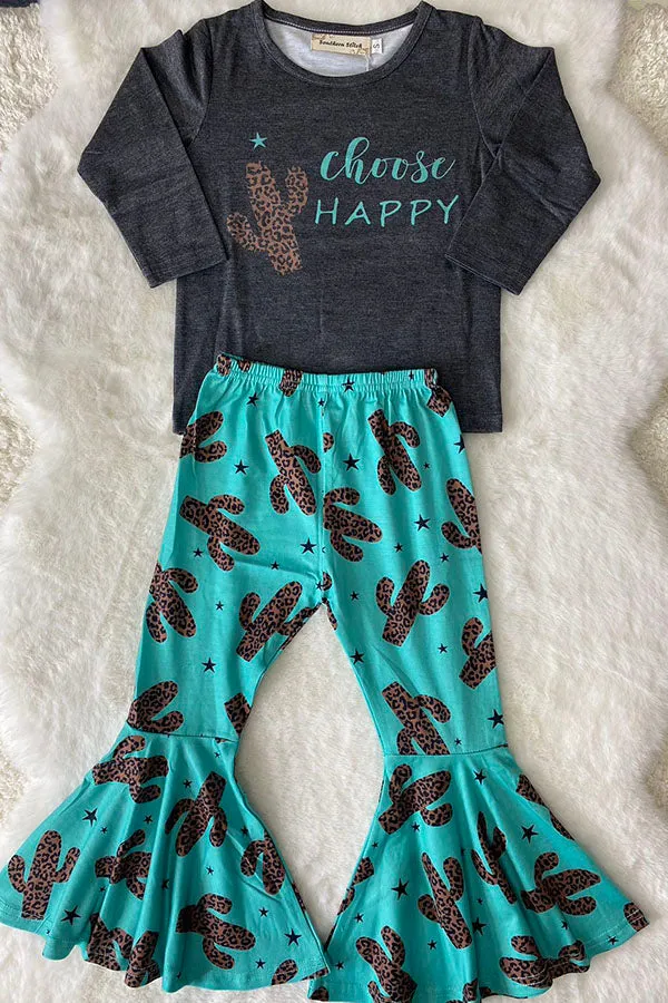 "CHOOSE HAPPY" cactus 2pc set XCH0015-1H