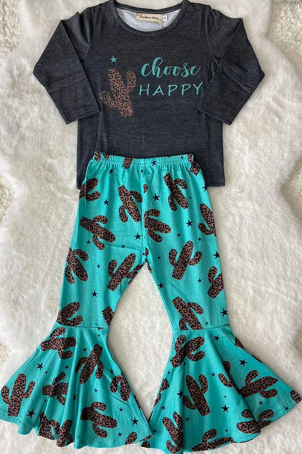 "CHOOSE HAPPY" cactus 2pc set XCH0015-1H