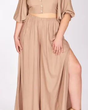 Side Slit Carolina Pants | Almond